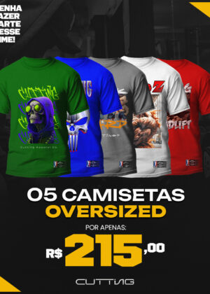 Kit 5 Camisetas Oversized Com Estampas Em DTF